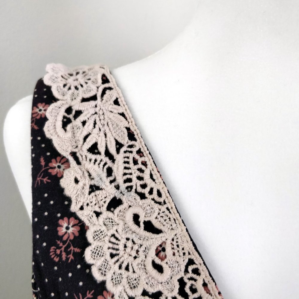 Gunne Sax Calico Floral Brown Pink Corset Sundress - Picture 5 of 16